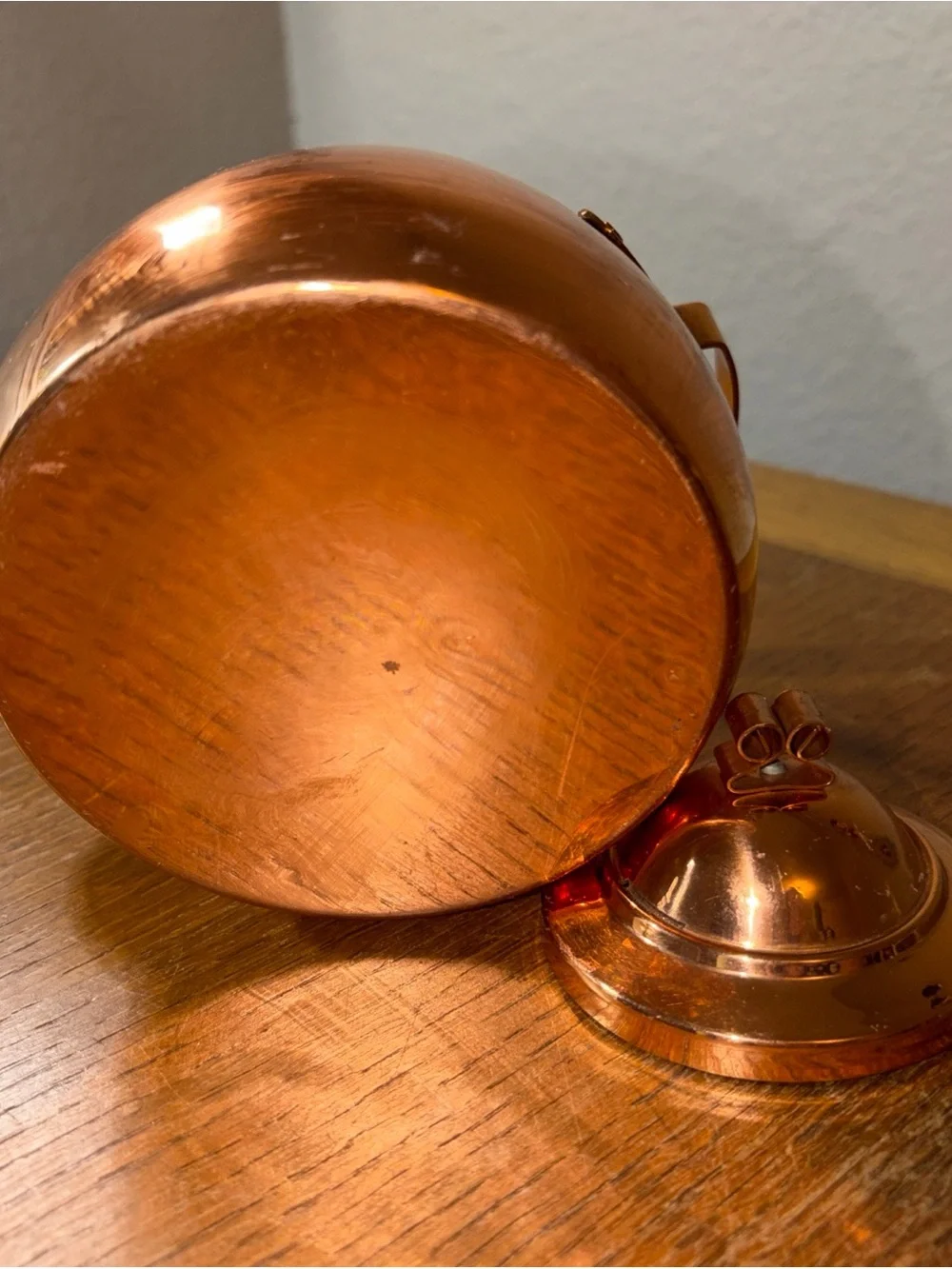 Vintage Solid Copper Tea Kettle Tin Lined 5” Miniature Rustic Farmhouse Decor